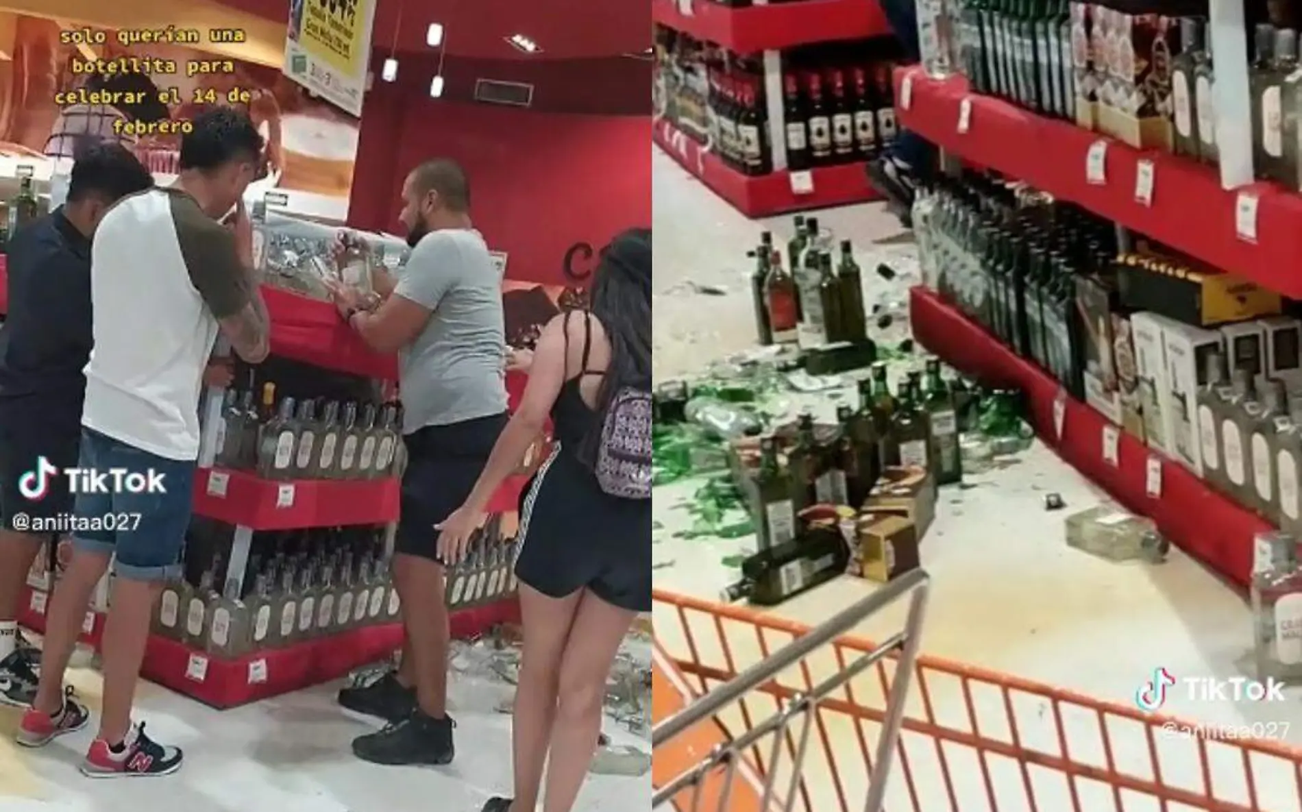 tiran botellas en supermercados